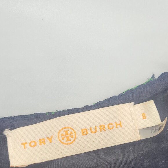 Tory Burch Blue Lace Applique Fishnet Sheath Dress - Picture 10 of 17